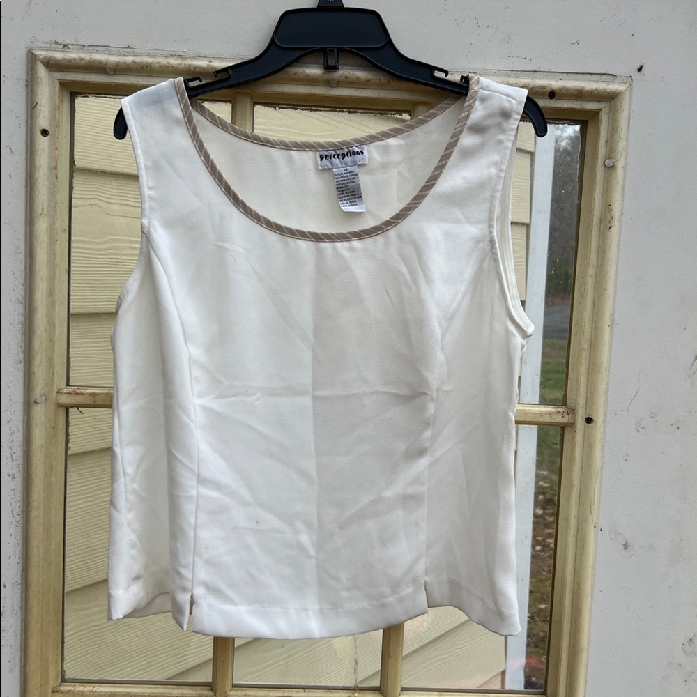 Women's Size 14 Perceptions Cream Tank Top with Scoop Neckline